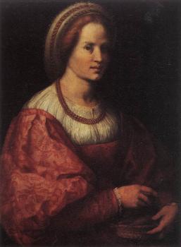 安德烈 德爾 薩托 Portrait of a Woman with a Basket of Spindles